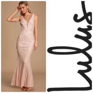 All Night Long Blush Sleeveless Lace Maxi Sz M